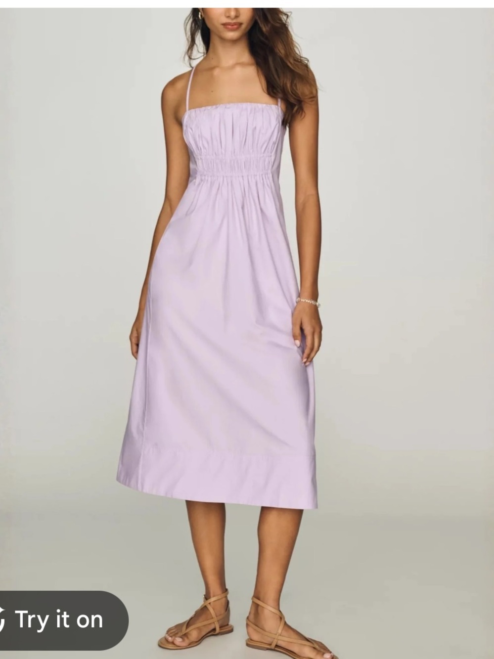 Maeve 100% Cotton Ruched Midi Dress